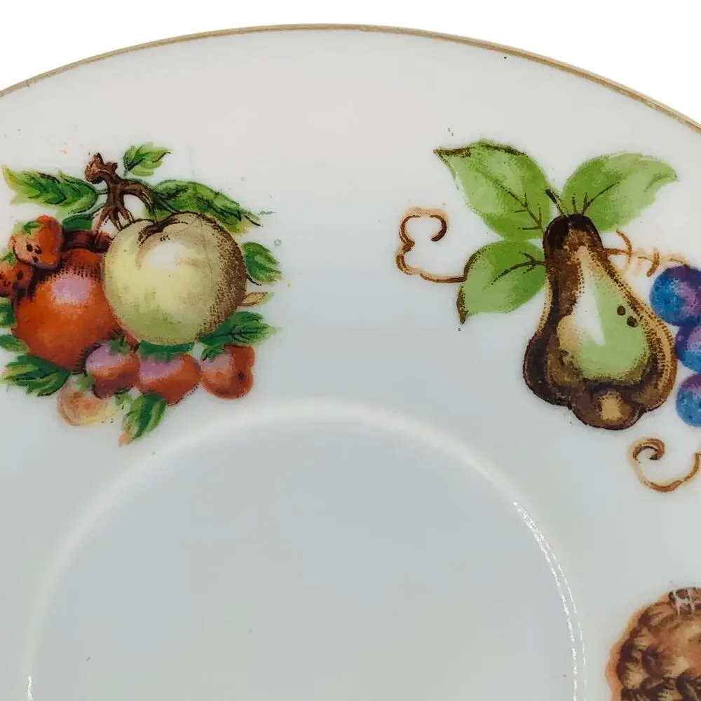 Fruit Tea Cup Saucer Japan 1950s Plate Berries Motif Orchard Demitasse China
